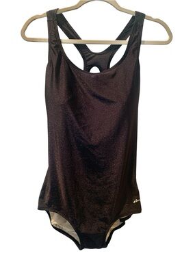 OCEAN Aqua Shape Women’s Black One-Piece Racerback Swimsuit Size 18L